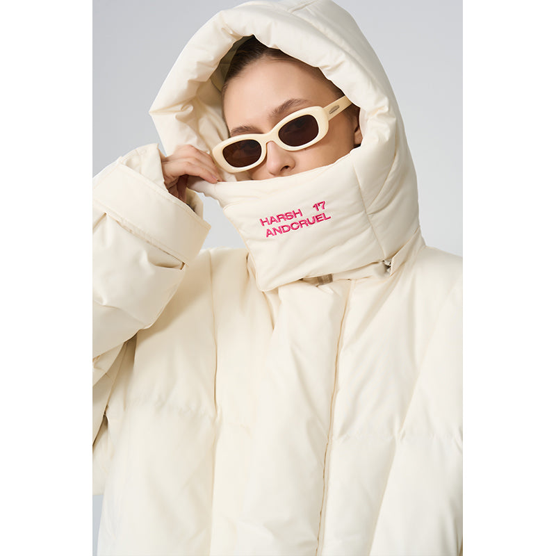 Embroidered Logo Loose Sleeves Down Jacket