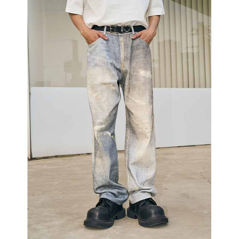 Washed Irregular Loose Blue Denim