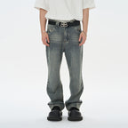 Washed Button Pockets Denim