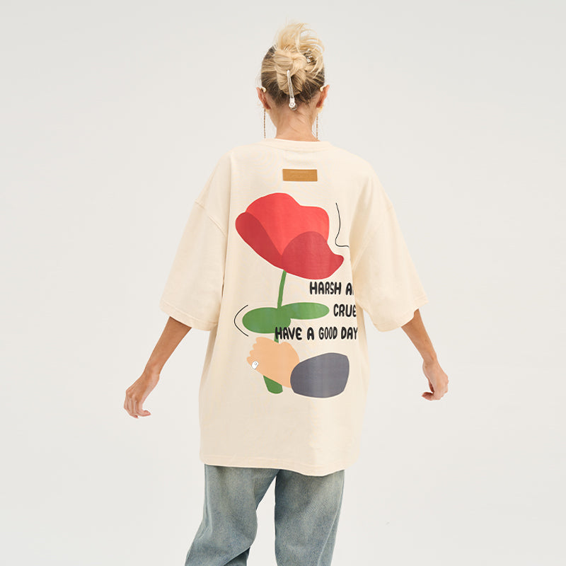 Cartoon Rose Printed Tee