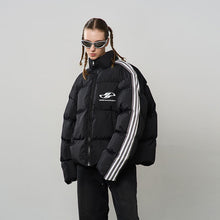 Load image into Gallery viewer, Striped Puffer Logo Jacket
