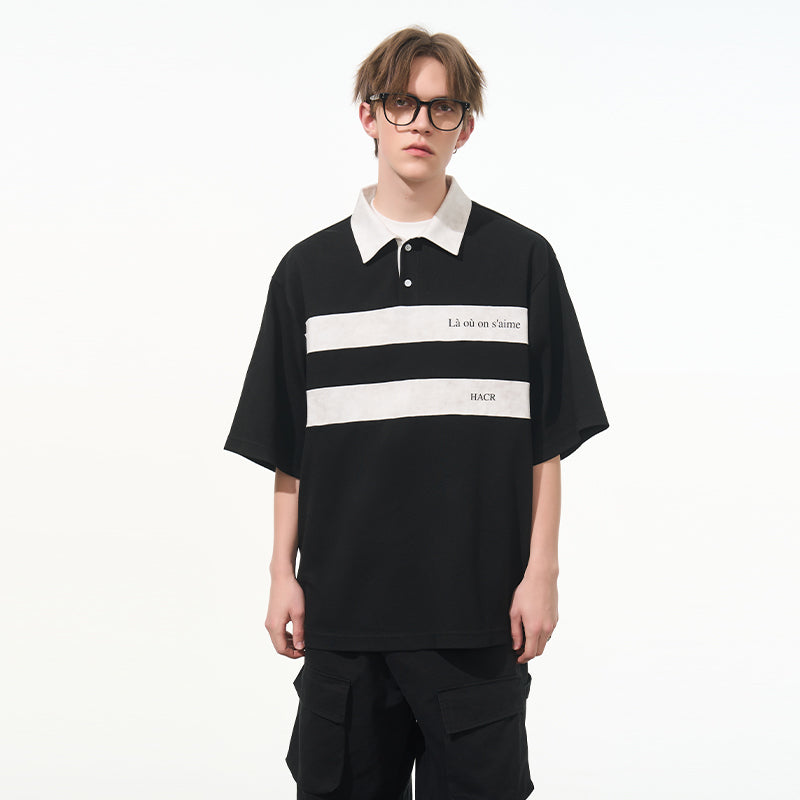 Striped Printed Logo Polo Shirt