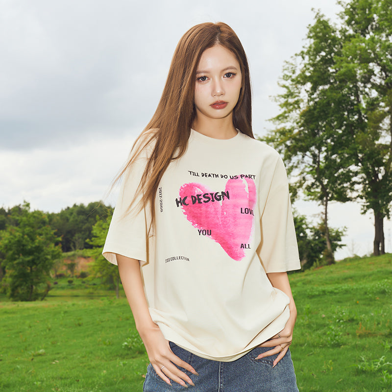 Watercolor Heart Printed Tee