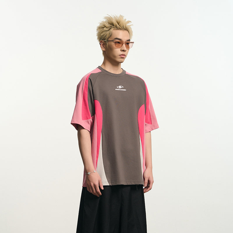 Contrast Color Stitching Logo Tee