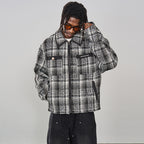 Plaid Pockets Zipper Jacket