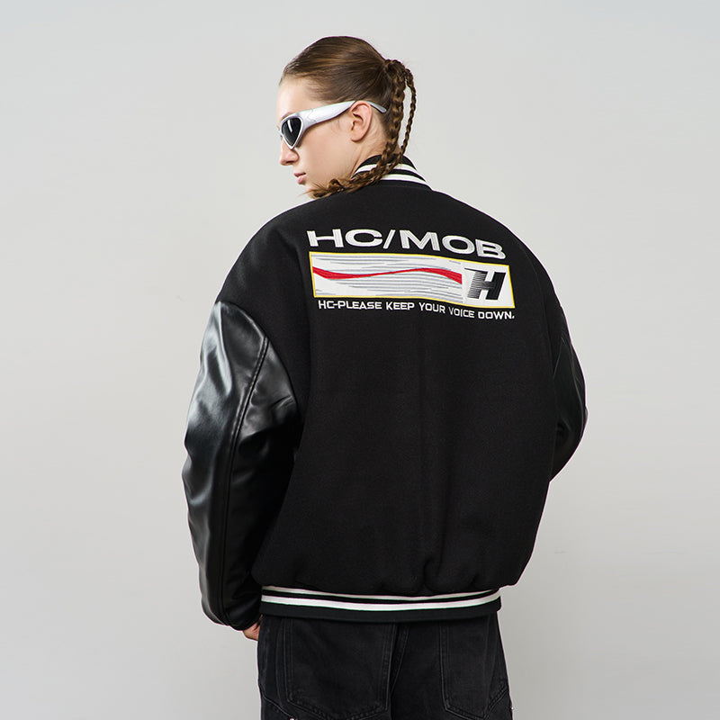 Voice Down Embroidered Varsity Jacket