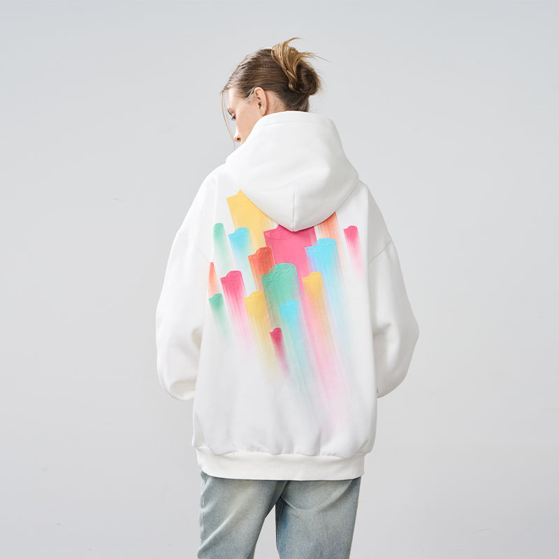 Rainbow Dynamic Logos Foam Print Hoodie