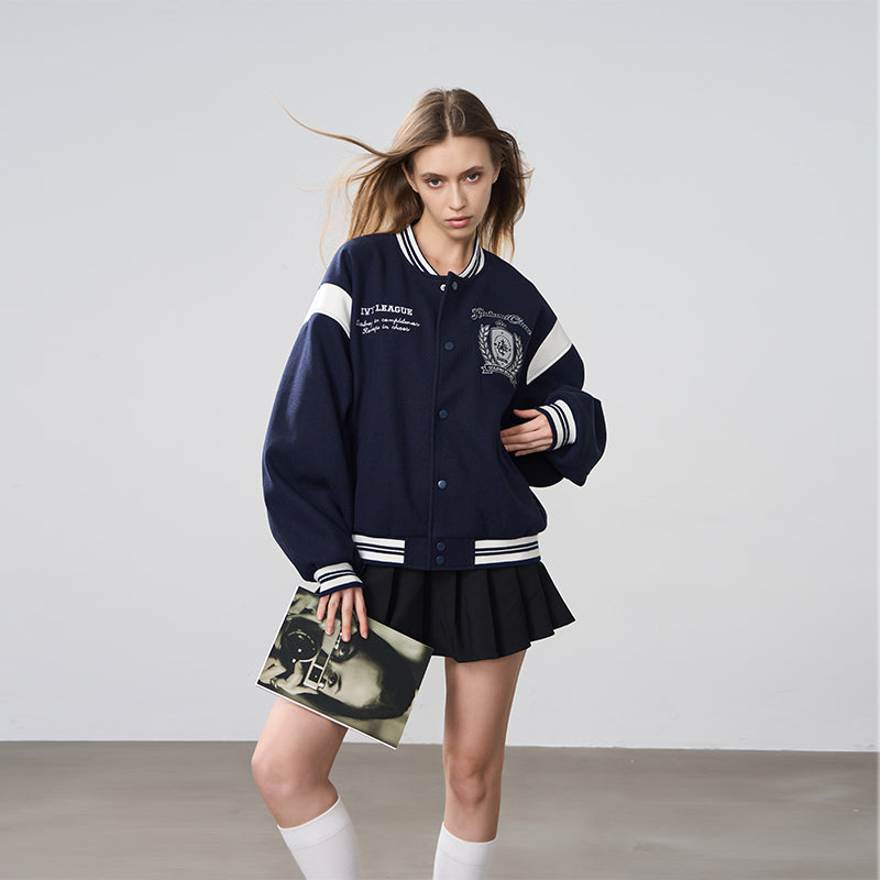 Woolen Embroidered College Logo Varsity Jacket – Harsh and Cruel