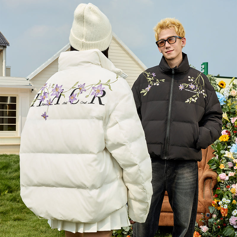 Floral Embroidery Zip HACR Down Jacket – Harsh and Cruel