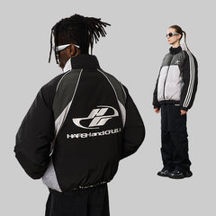 Contrast Splicing Striped Logo Jacket – Harsh and Cruel