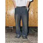 Embroidered Logo Washed Stitched Denim