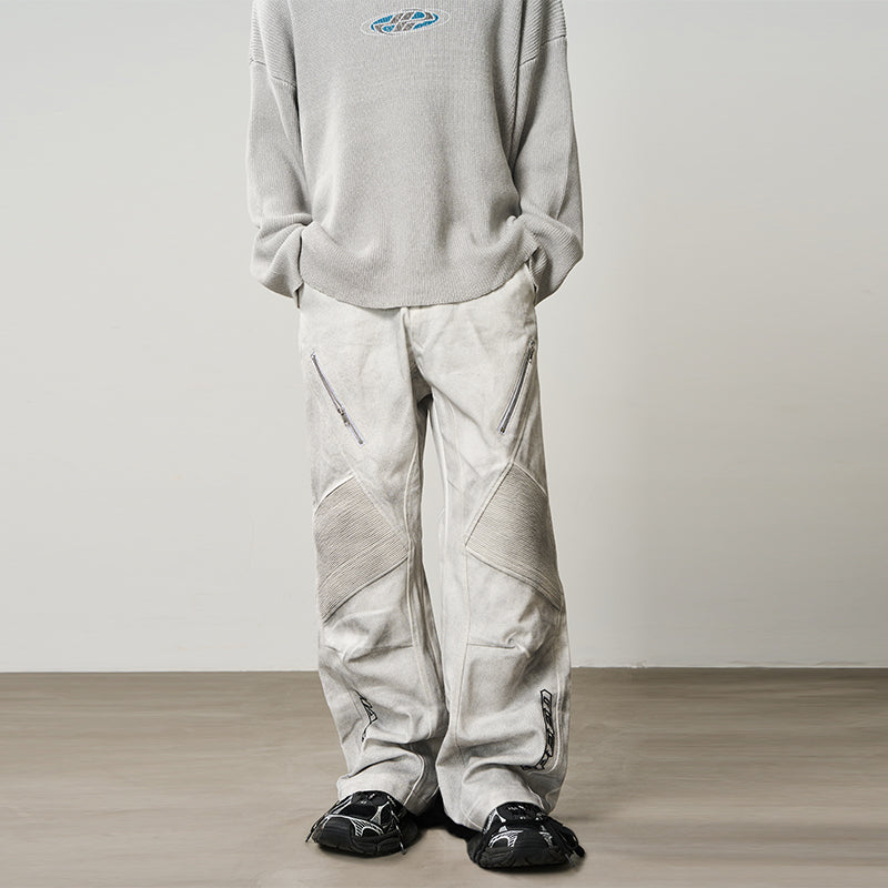 Racing Embroidered Patchwork Trousers