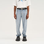 Pocket Embroidered Logo Straight Denim