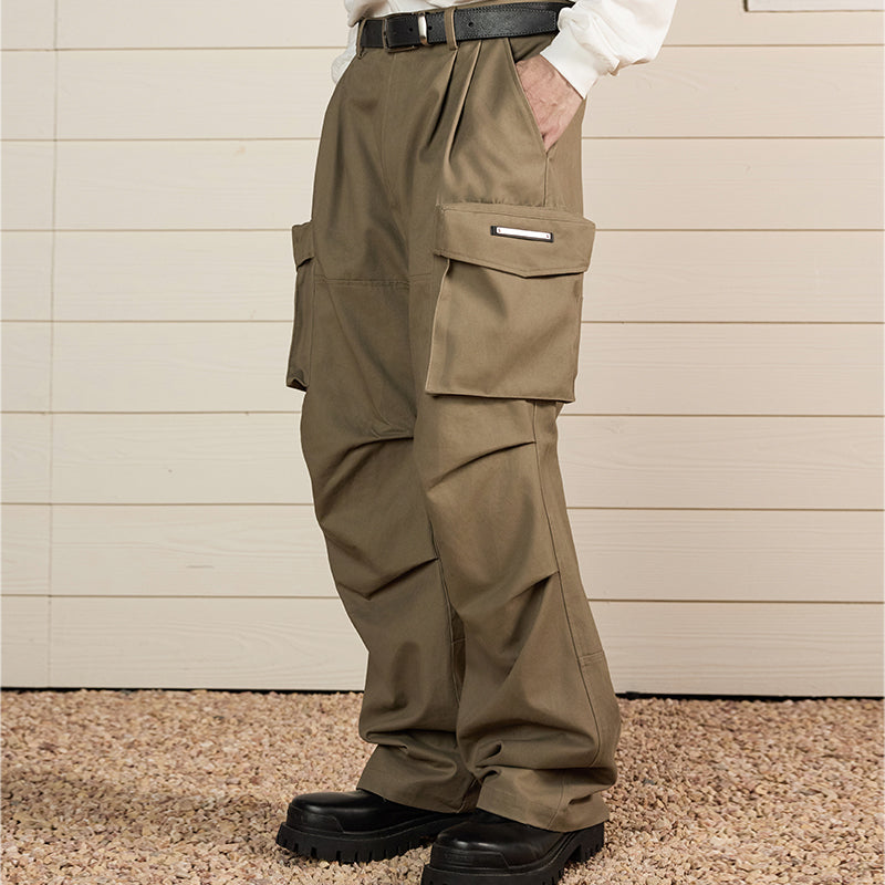 Multi-Pocket Pleated Paratrooper Pants