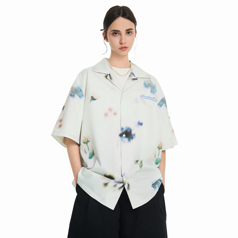 Floral Oil Painting Cuban Shirt