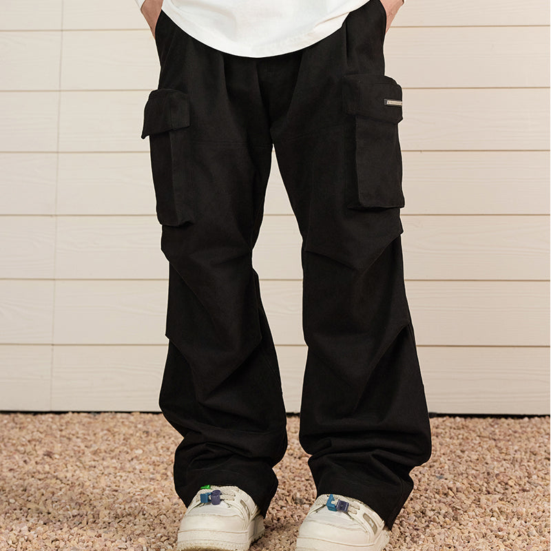 Multi-Pocket Pleated Paratrooper Pants