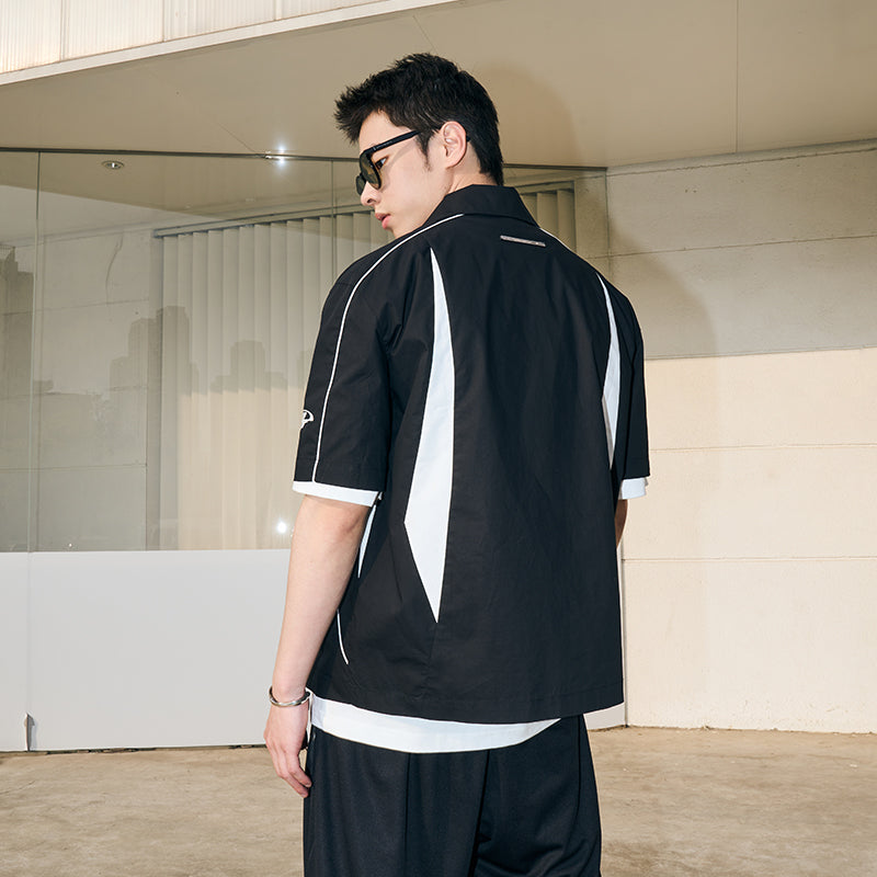 Irregular Stitched Contrast Shirt