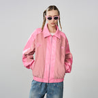 Embroidered Corduroy PU Leather Jacket