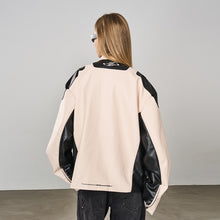 Load image into Gallery viewer, Colorblock Leather Racing Jacket
