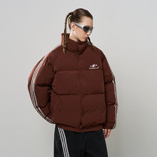Load image into Gallery viewer, Striped Sleeves Embroidered Logo Down Jacket
