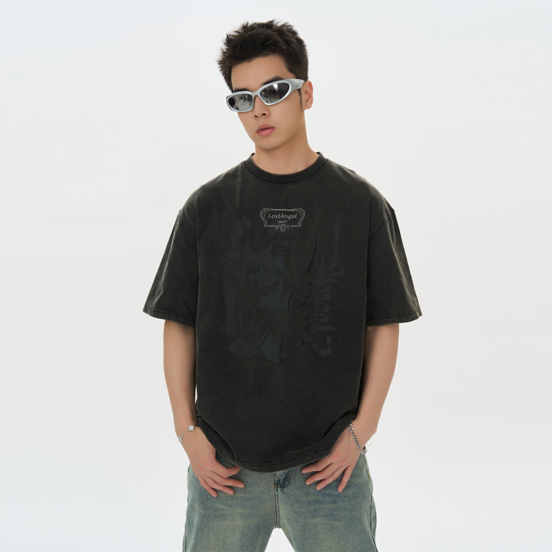 Lost Angel Embroidered Foam Print Tee