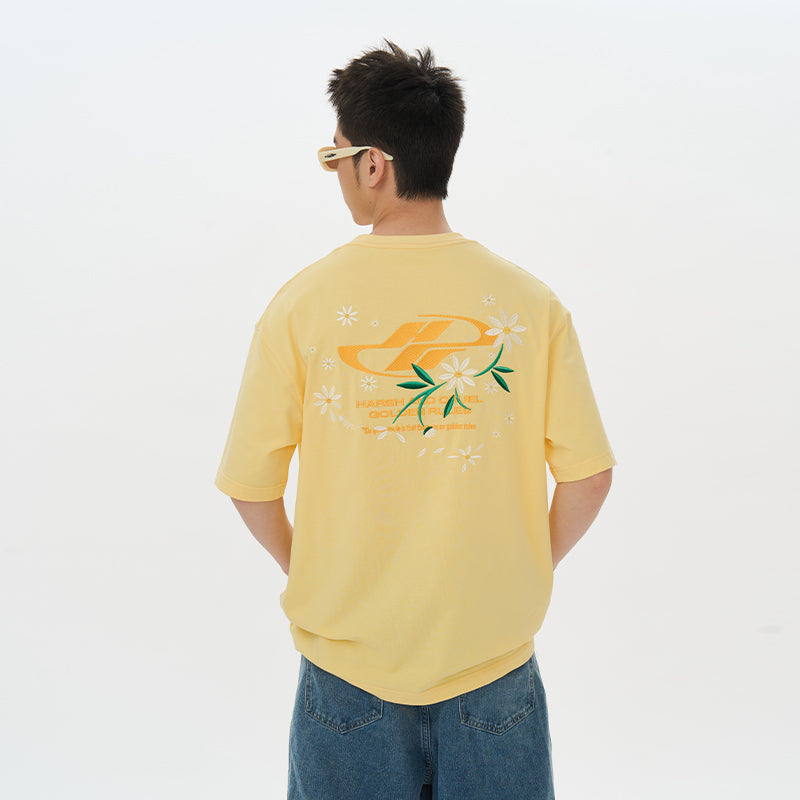 Embroidered Daisies Logo Tee