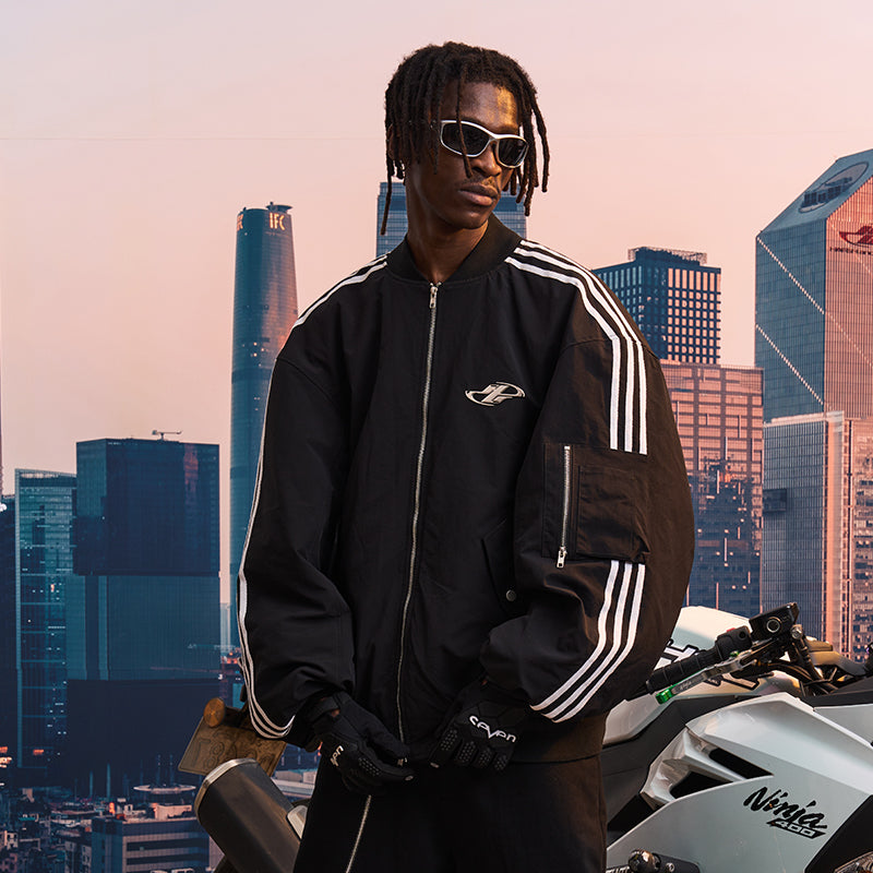 Striped Metal Logo MA-1 Jacket