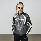 Retro Stitched Racing Leather Jacket