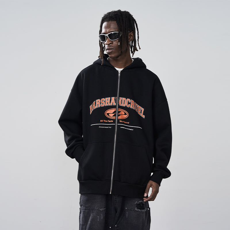 College Logo Zip-Up Hoodie – Harsh and Cruel College Logo Zip-Up Hoodie – Harsh and Cruel