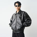 Embossed PU Leather Embroidered Jacket