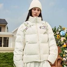 Load image into Gallery viewer, Floral Embroidery Zip HACR Down Jacket
