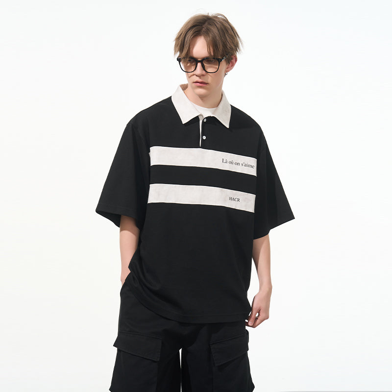 Striped Printed Logo Polo Shirt