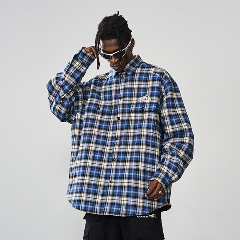 Embroidered Logo Checkered L/S Shirt
