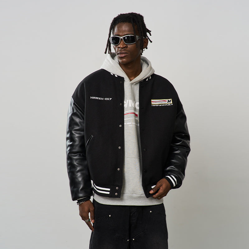 Voice Down Embroidered Varsity Jacket
