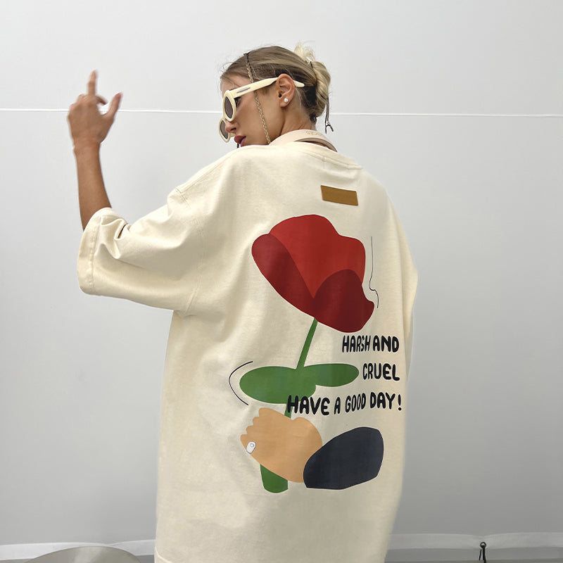 Cartoon Rose Printed Tee