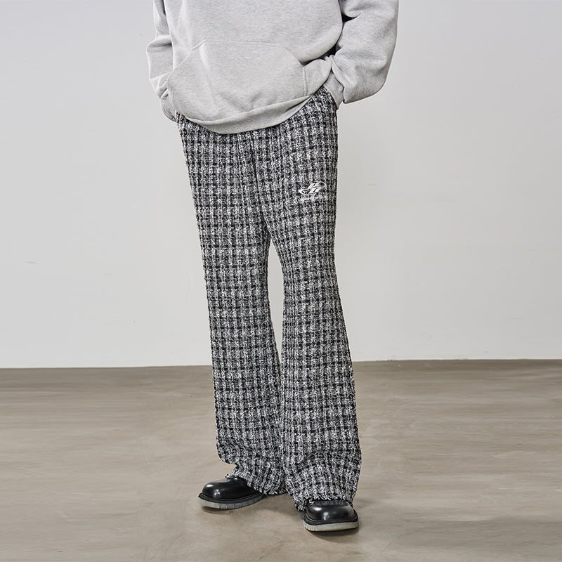 Embroidered Logo Plaid Checkered Trousers