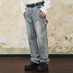 Double Knee Straight Jeans