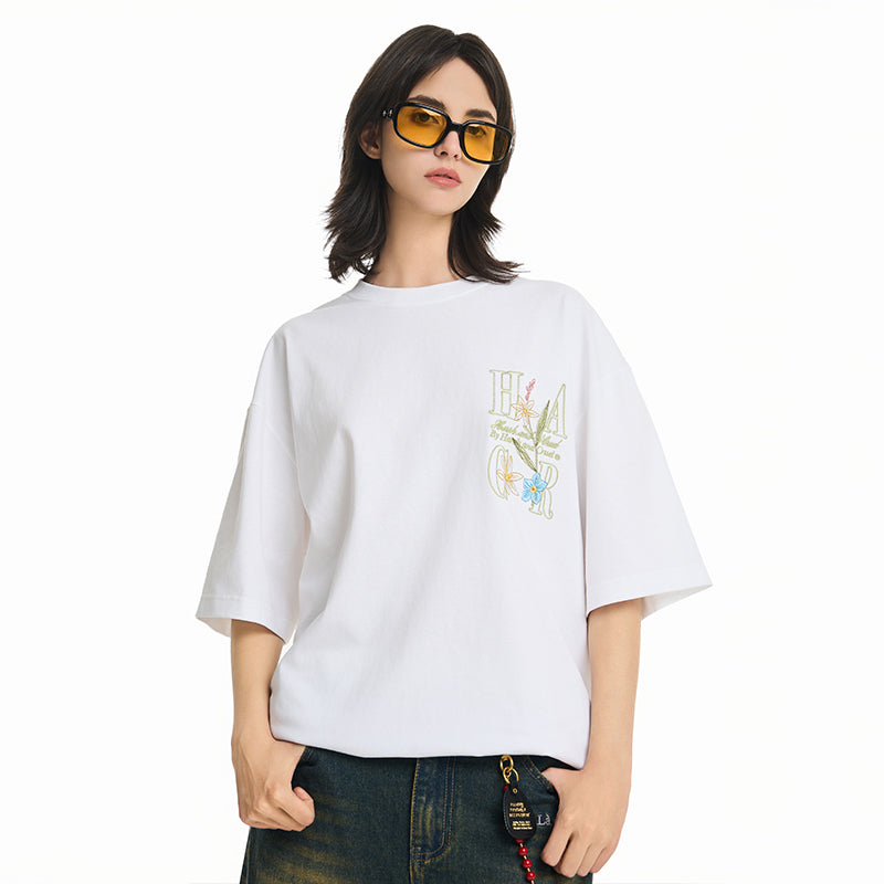 Retro 3D Floral Embroidered Tee