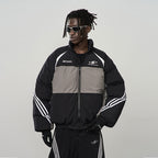Contrast Irregular Embroidered Logo Down Jacket