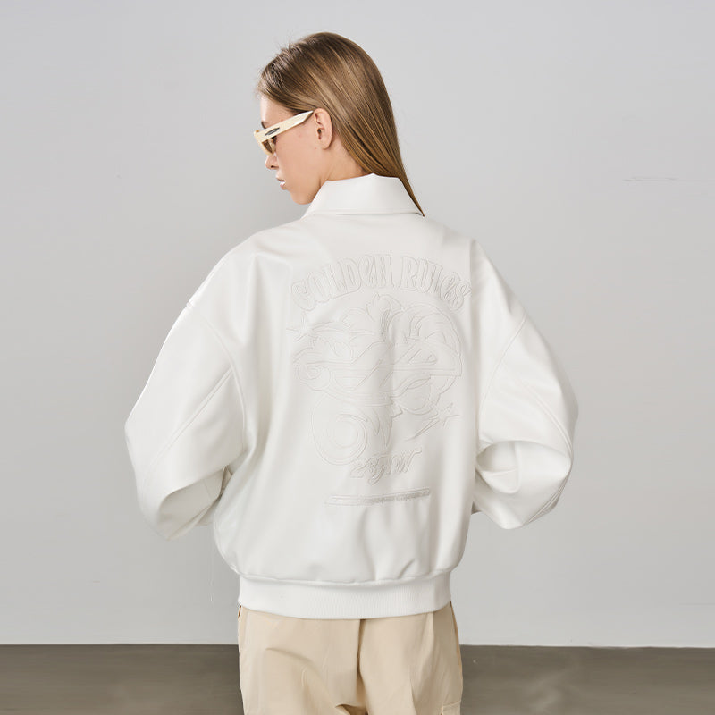 Golden Rules Embossed Leather Jacket