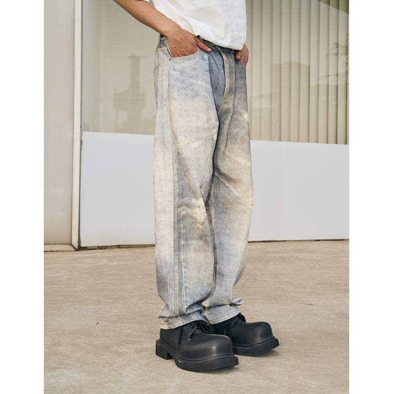 Washed Irregular Loose Blue Denim