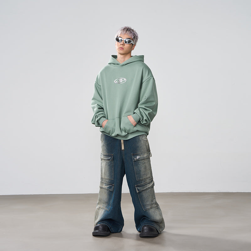 Metal Printed logo Loose Hoodie