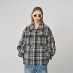 Plaid Pockets Zipper Jacket