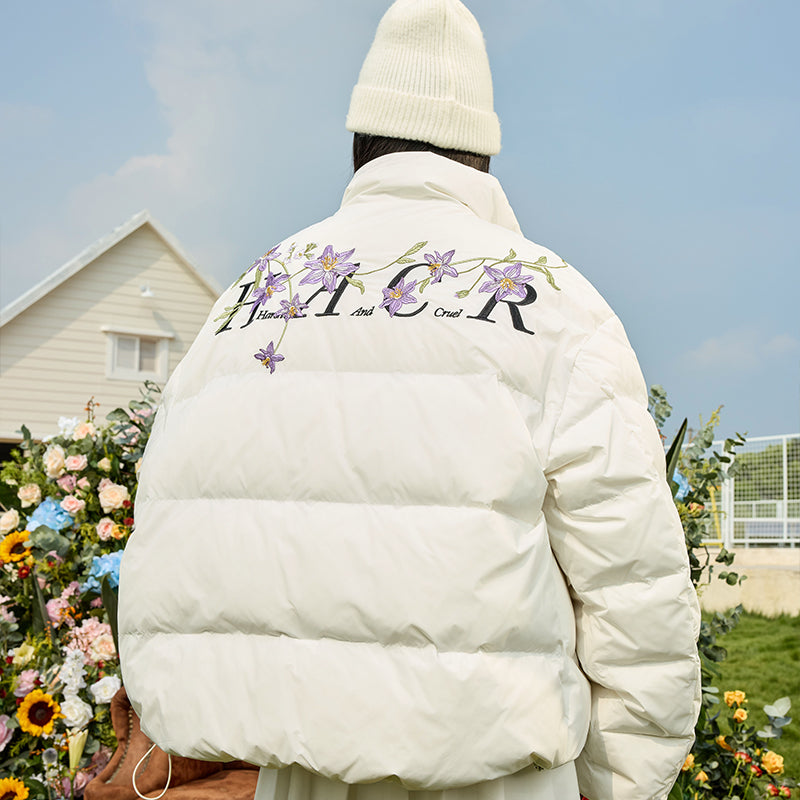 Floral Embroidery Zip HACR Down Jacket – Harsh and Cruel