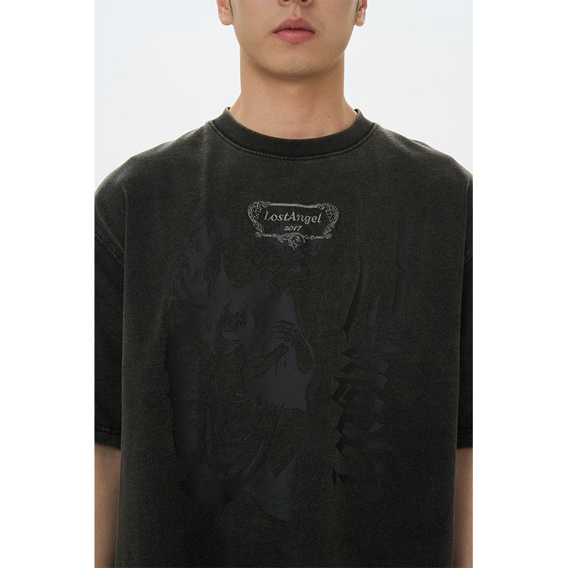 Lost Angel Embroidered Foam Print Tee