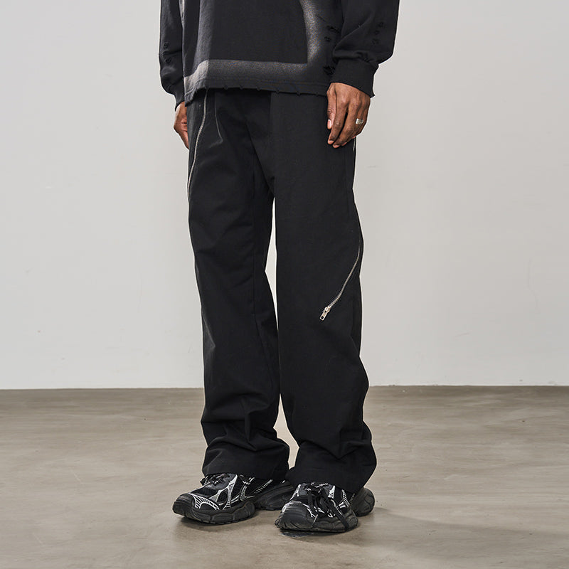 Zipper Deconstructed Loose Trousers