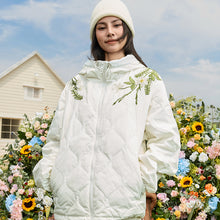 Load image into Gallery viewer, Floral Quilted Hooded Down Coat
