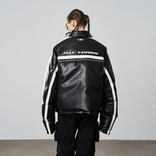 Load image into Gallery viewer, Deconstructed Stitched Racing Leather Down Jacket
