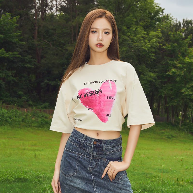 Watercolor Heart Printed Tee