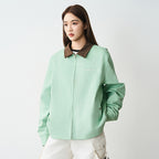 Embroidered Lapel Collar Jacket